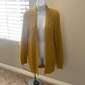 Forever 21 Long Warm Mustard Yellow/Green Cardigan